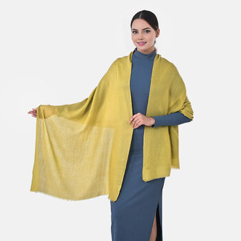 LA MAREY - Gro&szlig;formatiger Schal, 100% Kaschmirwolle, 70 x 195 cm, olivgr&uuml;n