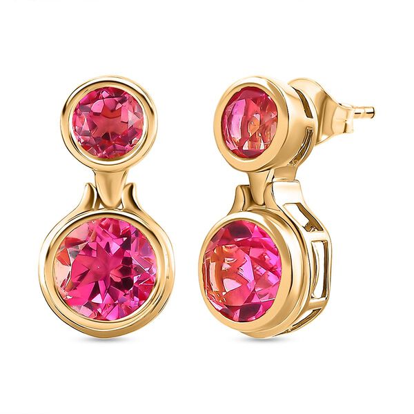 Sunset Quarz Triplette Ohrringe, 925 Silber Gelbgold Vermeil, ca. 6.89 ct