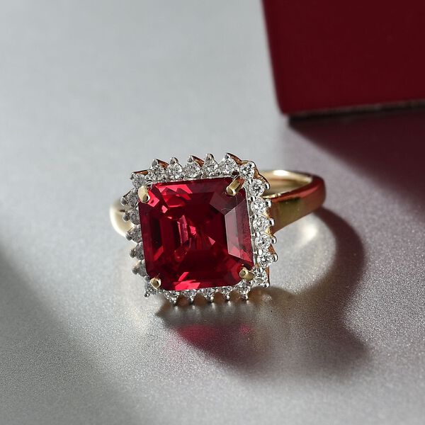 LUXURIANT DIAMOND- zertifiziert und gepr&uuml;ft AAA Labor Padparadscha Saphir und Labor Diamant Ring in 417 Gold - 5,93 ct. image number 1