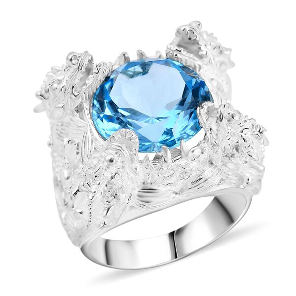 Royal Bali - Himmelblauer Topas Ring 925 Silber (Gr&ouml;&szlig;e 17.00) ca. 13.40 ct