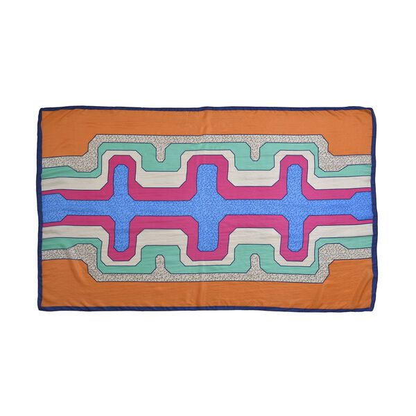 LA MAREY bedruckter Seidenschal, geometrisches Muster image number 0