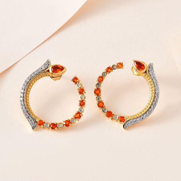 AA Salamanca Feueropal und Zirkon Ohrringe - 1,43 ct. image number 2