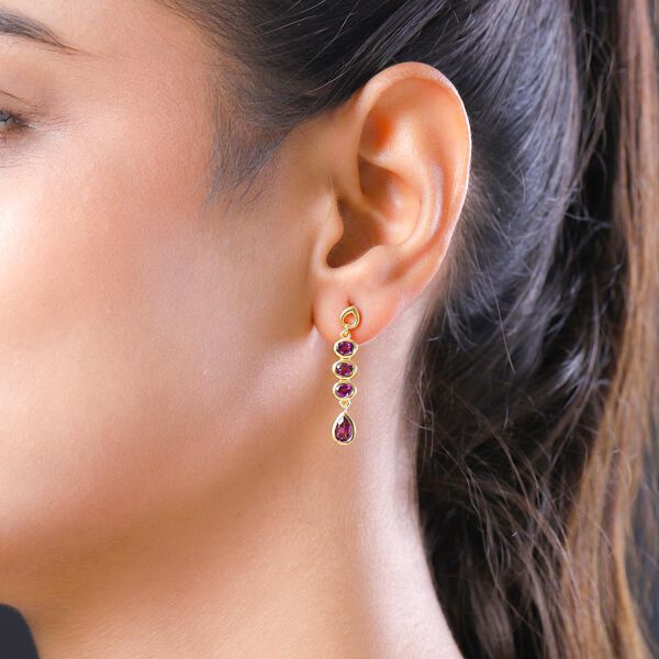 Rhodolith Granat-Ohrh&auml;nger, 925 Silber vergoldet, 2,05 ct. image number 3