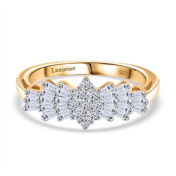 LUXURIANT SI-GH Labor Diamant Ballerina Ring, 925 Silber 750 Gelbgold Vermeil - 0,50 ct.