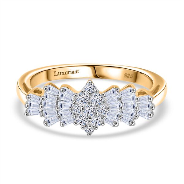 LUXURIANT SI-GH Labor Diamant Ballerina Ring, 925 Silber 750 Gelbgold Vermeil - 0,50 ct.