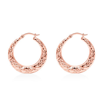 Hohler Reif Creolen, 925 Silber ros&eacute;vergoldet