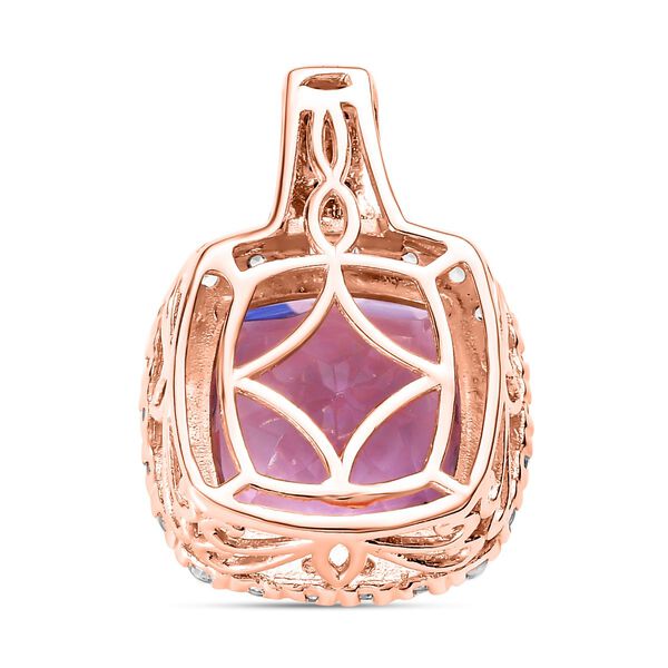 Rose De France Amethyst, wei&szlig;er Zirkon Anh&auml;nger, 925 Silber ros&eacute;vergoldet, ca. 7.96 ct image number 5