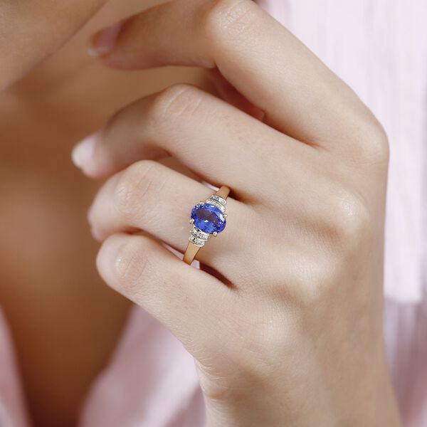 AA Tansanit und I2-I3 Diamant Ballerina Ring in 585 Gold - 1,78 ct. image number 9