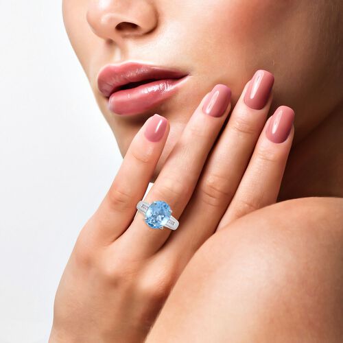 AA Himmelblauer Topas und Zirkon-Ring - 6,24 ct. image number 1