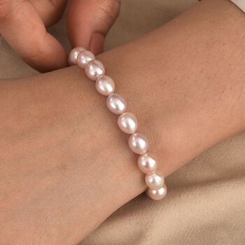 AA Lavendel Perle Armband ca. 26.75 cm 925 Silber rhodiniert