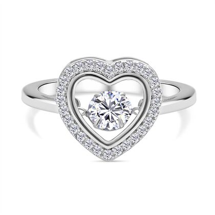 Wei&szlig;er Zirkonia Ring in Herzform, 925 Silber rhodiniert (Gr&ouml;&szlig;e 20.00)