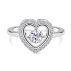 Weißer Zirkonia Ring in Herzform, 925 Silber rhodiniert (Größe 20.00), ca. 1,02 ct