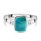 Sierra Nevada Türkis, Weißer Zirkon Ring 925 Silber platiniert (Größe 20.00) ca. 2.20 ct