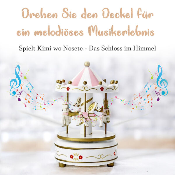 Holzkarussell Musikbox mit 4 Pferden, weiß und gold image number 5