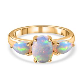 Natürlicher, äthiopischer Opal-Ring, 925 Silber vergoldet  ca. 1,40 ct