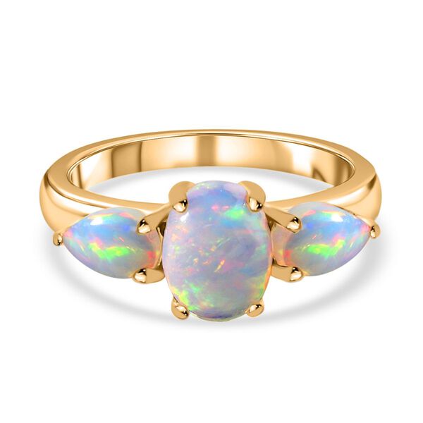 Nat&uuml;rlicher, &auml;thiopischer Opal-Ring, 925 Silber vergoldet  ca. 1,40 ct