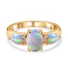Natürlicher, äthiopischer Opal-Ring, 925 Silber vergoldet (Größe 16.00) ca. 1,40 ct