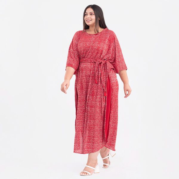 Tamsy: Gala-Kleid mit feinem Plissee, one size, Koral image number 3