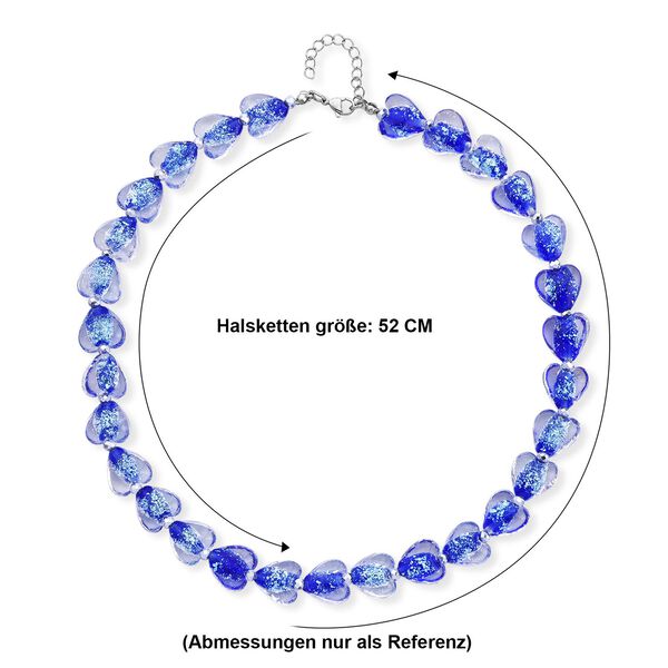 Blaues Murano-Stil Glas Halskette ca. 53.25 cm 316L Edelstahl image number 6