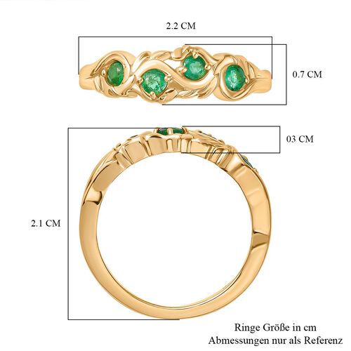 Kagem Sambischer Smaragd Ring 925 Silber 750 Gelb Vergoldet (Größe 18.00) ca. 0,34 ct image number 7