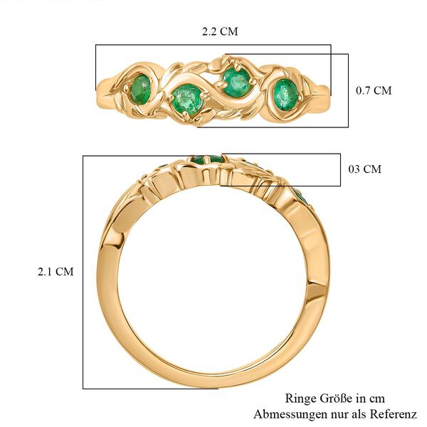 Kagem Sambischer Smaragd Ring 925 Silber 750 Gelb Vergoldet (Größe 18.00) ca. 0,34 ct image number 7