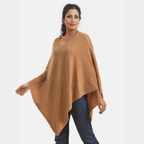 LA MAREY: Luxuriöser Pashmina-Poncho, Einheitsgröße, Khaki  image number 0