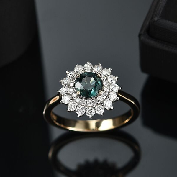 AAA Australischer-Saphir, Wei&szlig;er Diamant Ring 585 Gold (Gr&ouml;&szlig;e 18.00) ca. 1,82 ct image number 1