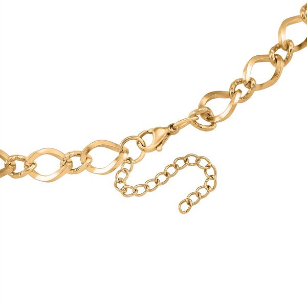 Gliederketten- und Herringbone-Design Halsketten-Set, Edelstahl, ca. 50 cm, goldafarben image number 4