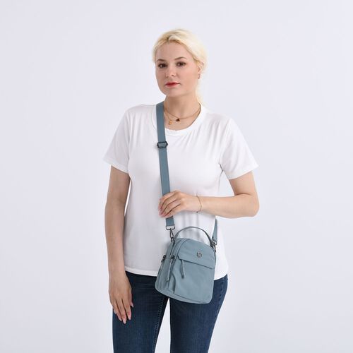 "lifestyle-Color:Blue size/Profile:Nylon Crossbody Bag wall(exterior):Nylon  Lining(interior):Polyster Pockets(exterior):zipped-1;Pockets(interior): zipped-1. Measurement(inch):17*21*8cm  strap:cm " image number 1