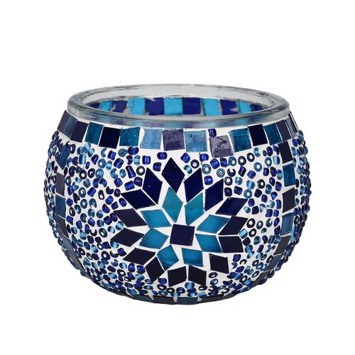 Handgefertigte Mosaikglas im orientalischen Stil mit Vanille Sojawachs-Duftkerze, 10 x 8 cm image number 0