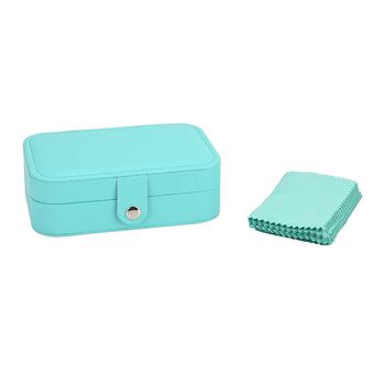 Reise-Schmuckk&auml;stchen mit 10 Silberputzt&uuml;chern, 17x11x5 cm (Box), 11x7 cm (10 T&uuml;cher), Gr&uuml;n