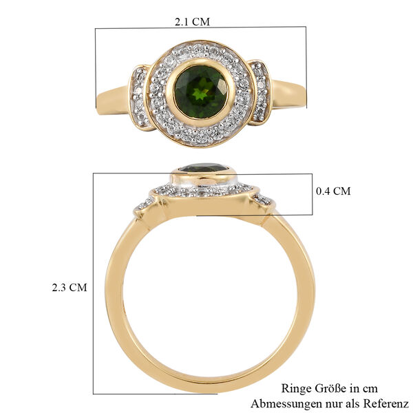 Natürlicher Chromdiopsid und Zirkon Ring 925 Silber vergoldet  ca. 0,81 ct image number 7