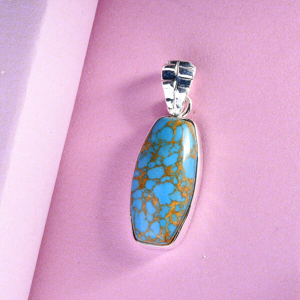 Blauer Mojave-Türkis-Solitär-Anhänger in Silber, 8,24 ct. image number 2