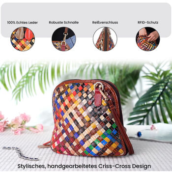 Chaos by Elsie- Echtleder Umh&auml;ngetasche mit RFID-Schutz, Webmuster, 19x11x20cm