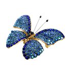 Blaue Kristall Schmetterlings-Brosche, goldfarben image number 2