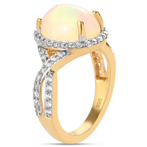 Nat&uuml;rlicher, &auml;thiopischer Opal und Nat&uuml;rlicher, &auml;thiopischer Opal und Zirkon-Ring - 2,96 ct. image number 5