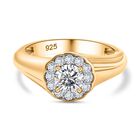 Moissanit Ring 925 Silber 750 Gelbgold Vermeil (Größe 18.00) ca. 0,63 ct