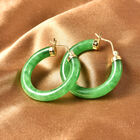 Gefärbte, grüne Jade-Creolen - 35,50 ct. image number 1