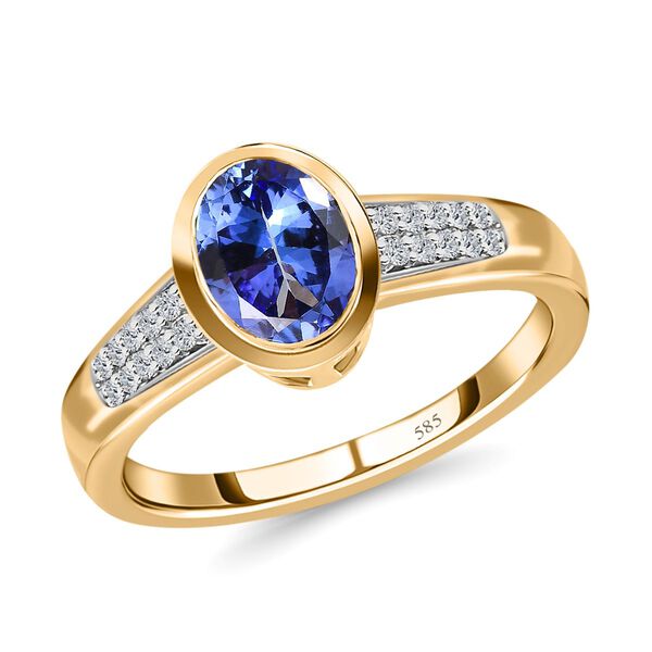 AAA Tansanit und Diamant Ring in 585 Gelbgold - 1,63 ct. image number 4