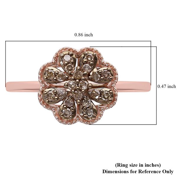 Nat&uuml;rlicher Champagner Diamant Ring, 925 Silber Ros&eacute;gold Vermeil (Gr&ouml;&szlig;e 16.00) ca. 0,26 ct image number 6