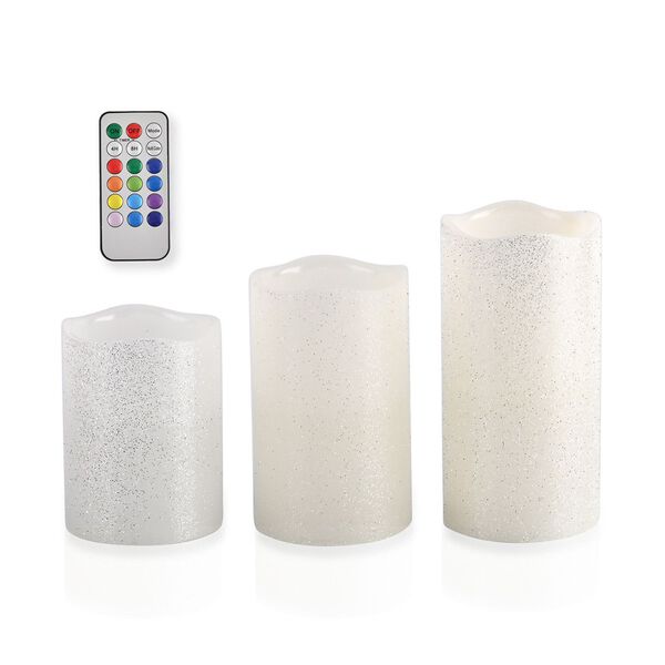 Set aus 3 batteriebetriebenen LED-Kerzen mit Fernbedienung