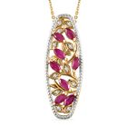 Montepuez-Rubin, Weißer Zirkon Schmuckset 925 Silber 750 Gelbgold Vermeil ca. 1,06 ct.