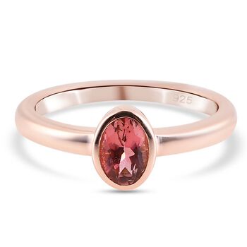 Nat&uuml;rlicher Blush Turmalin-Ring, 925 Silber Ros&eacute;gold Vermeil (Gr&ouml;&szlig;e 16.00) ca. 0.53 ct