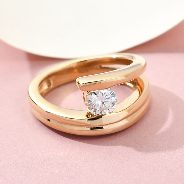 Moissanit Ring 925 Silber vergoldet  ca. 0,44 ct image number 2