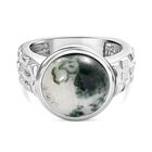 Moosachat Ring Edelstahl (Größe 17.00) ca. 7,24 ct