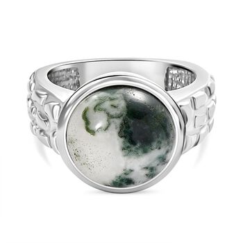 Moosachat Ring Edelstahl (Gr&ouml;&szlig;e 17.00) ca. 7,24 ct