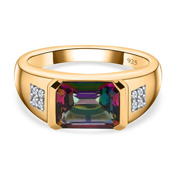 Mystischer Topas und Zirkon Ring 925 Silber vergoldet (Gr&ouml;&szlig;e 17.00) ca. 2,92 ct