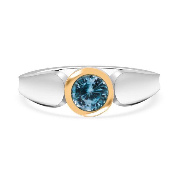 Ring und halbe Creolen mit AA blauem Zirkon image number 1