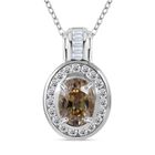 AA Gelber Zirkon, Weißer Zirkon Anhänger mit Kette ca. 50 cm, 925 Silber rhodiniert ca. 3.52 ct