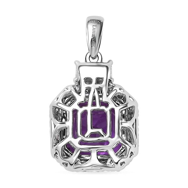 LUXURIANT DIAMOND- zertifiziert und geprüft AAA Labor Lila Saphir und Labor Diamant Anhänger in 417 Weißgold - 6 ct. image number 4